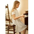 thumbnail image 6 of Oudiya Girl's Swing Dress Summer Solid Off Shoulder Short Sleeve with Pockets White for 13-14Y, 6 of 9