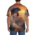 thumbnail image 3 of Yiaed Sunset Dancing Dolphin Print Mens Casual Wrinkle Free Shirts Short Sleeve Button Down Summer Stretch Dress Shirt-Small, 3 of 5