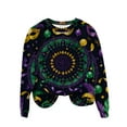 thumbnail image 5 of Gamivast Carnival Tops for Women Plus Size Long Sleeve Trendy Mask Graphic Blouses Funny Crewneck Drop Shoulder Tunic Sweatshirts Holiday Mardi Gras Shirt, 5 of 6
