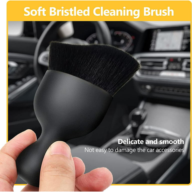 8 Wheel Cleaning Brush Gray  Short Handle Soft Synthetic Bristles