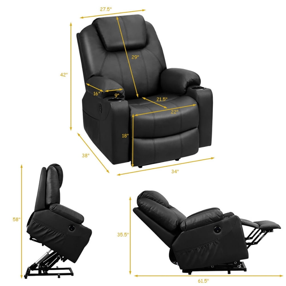 Finihen Massage Recliner Sofa, Electric Recliner Chair, Electric Power Lift Leather Massage Sofa, for Living Room, Bedroom, Black Finihen Massage Recliner Sofa, Electric Recliner Chair, Electric Power Lift Leather Massage Sofa, for Living Room, Bedroom, Black