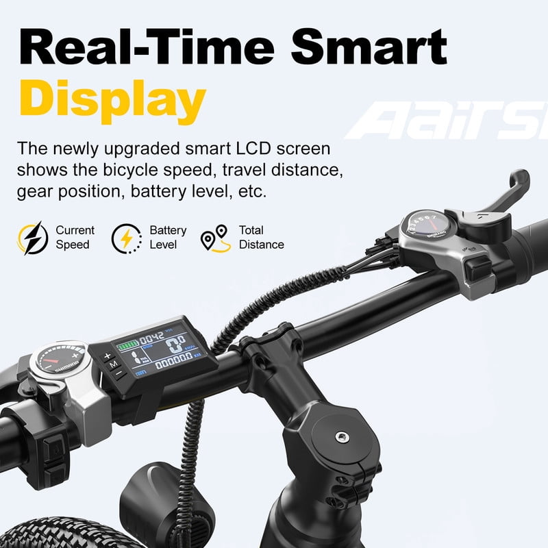 Aairsk F1-Gray Electric Bike – 500W Motor, 48V Battery, Dual Suspension, 26" Tires, Ideal for City and Trail Rides