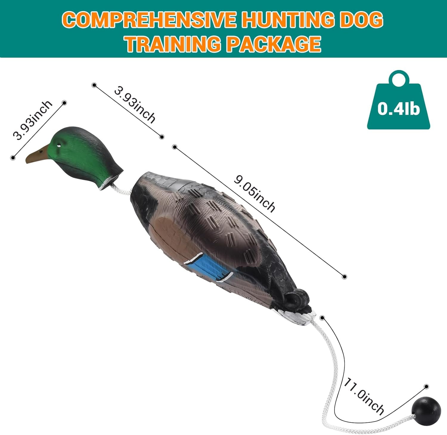 2 PCS Floatable Realistic Duck Dummy for Dog Retriever Training, Hunting Dog Recognition Trainers, Waterfowl Training Dummy, Interactive Foam Pet Toys, Duck Dog Toys