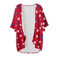 thumbnail image 3 of Hvot&aat Women 4th of July Flowy Chiffon Cardigan Independence Day Printing Short Sleeve Cover Up Casual Open Front Blouse Tops, 3 of 3