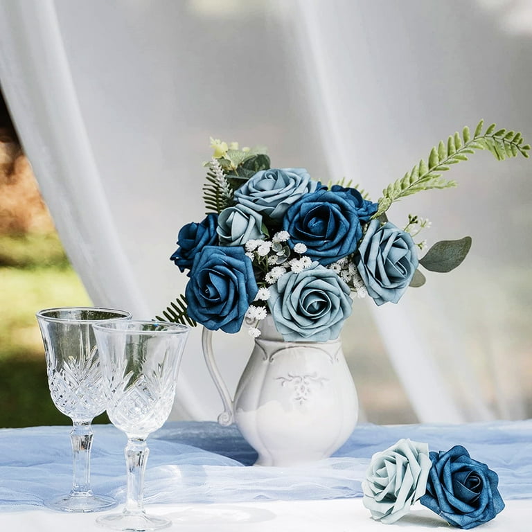 DUSTY BLUE Rose Stem | Artificial Flowers | Fake Roses | Silk Roses | Faux  Flowers | Flowers in Bulk (1 stem)