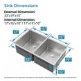 thumbnail image 2 of Izzovium 33"x19" Undermount Double Bowl Kitchen Sink, Brushed Stainless Steel 304, Dark Gray, 20 Gauge, Modern Design with Drain Grooves & Sound Absorbing, 2 of 10