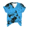 thumbnail image 4 of Aloohaidyvio Tops for Women,Womens Tie-Dye V Neck Tunic Tops Crack Color Print Loose Short Sleeve Blouse, 4 of 4