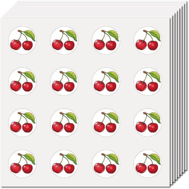 128 pegatinas de cereza, de plástico, autoadhesivas, impermeables, con puntos rojos pequeños y redondos, de dibujos animados.