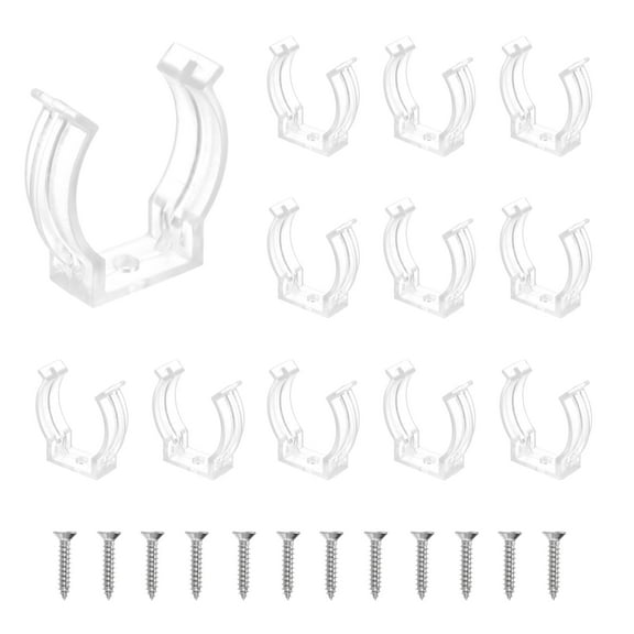 Uxcell T10 U Clips Holder Bracket Pipe Clamps for Pipes or LED Bulbs Ceiling Lamp, Clear 12pcs