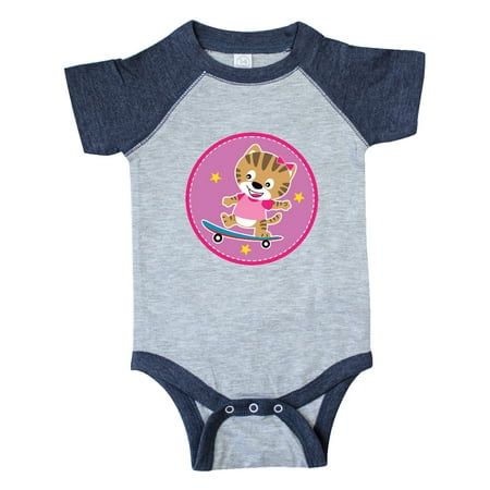 

Inktastic Skateboarding Cat Girls Skateboarder Gift Baby Girl Bodysuit