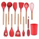 thumbnail image 1 of Cocina Herramientas de cocina Conjunto Mangos de madera de silicona Manejo de aceite Cepillo de aceite Spaghetti Claw Hornear ACCESORIOS DE UTENIDOS DE COCINOS ROJOS 12 Piezas sidaley HA028300-07, 1 of 7
