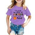 thumbnail image 2 of Kiijoy Girls Halloween Short Sleeve Tshirt Pumpkin Letter Graphic Tee, Purple, Sizes 2-13, 2 of 3