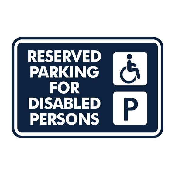 Signs ByLITA Classic Framed Reserved Parking for Disabled Persons Sign (Navy Blue / White) - Large