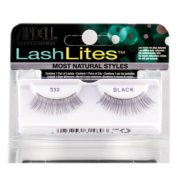 Ardell LashLites Lashes 332 Black - 61480 - Pack of 1 with Sleek Comb