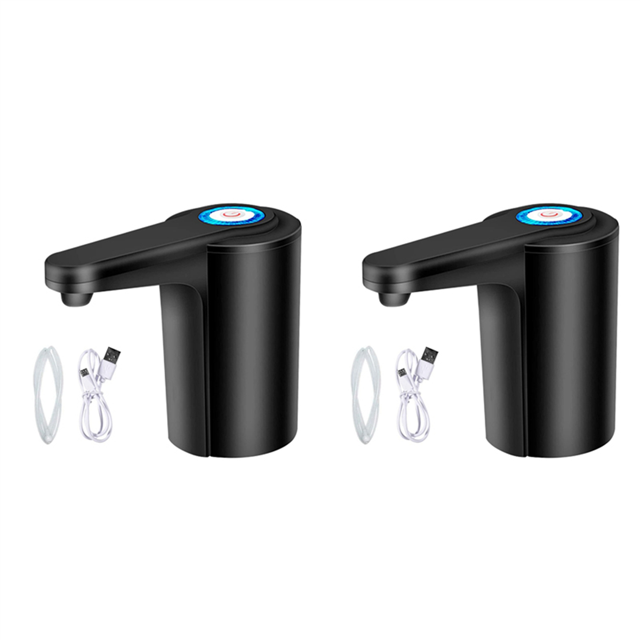2X Water Dispenser 5 Gallon - Water Pump for 5 Gallon Bottle, Water Jug Pump USB Rechargeable Universal Automatic,2 x Water Dispenser 2 x usb data cable,Black