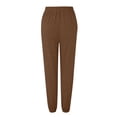 thumbnail image 5 of Petite Sweatpants For Women Trendy Elastic Waist Cinch Bottom Lounge Pant Lightweight Baggy Joggers With Pocket Brown XL, 5 of 7
