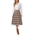 thumbnail image 2 of INSPIRE CHIC Women's Plaid Skirt Vintage High Waist A-Line Pleated Midi Skirt with Pockets Brown L, 2 of 5
