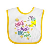 Inktastic Twinkle, Twinkle, Little Star with Yellow Moon in Night Cap Boys or Girls Baby Bib