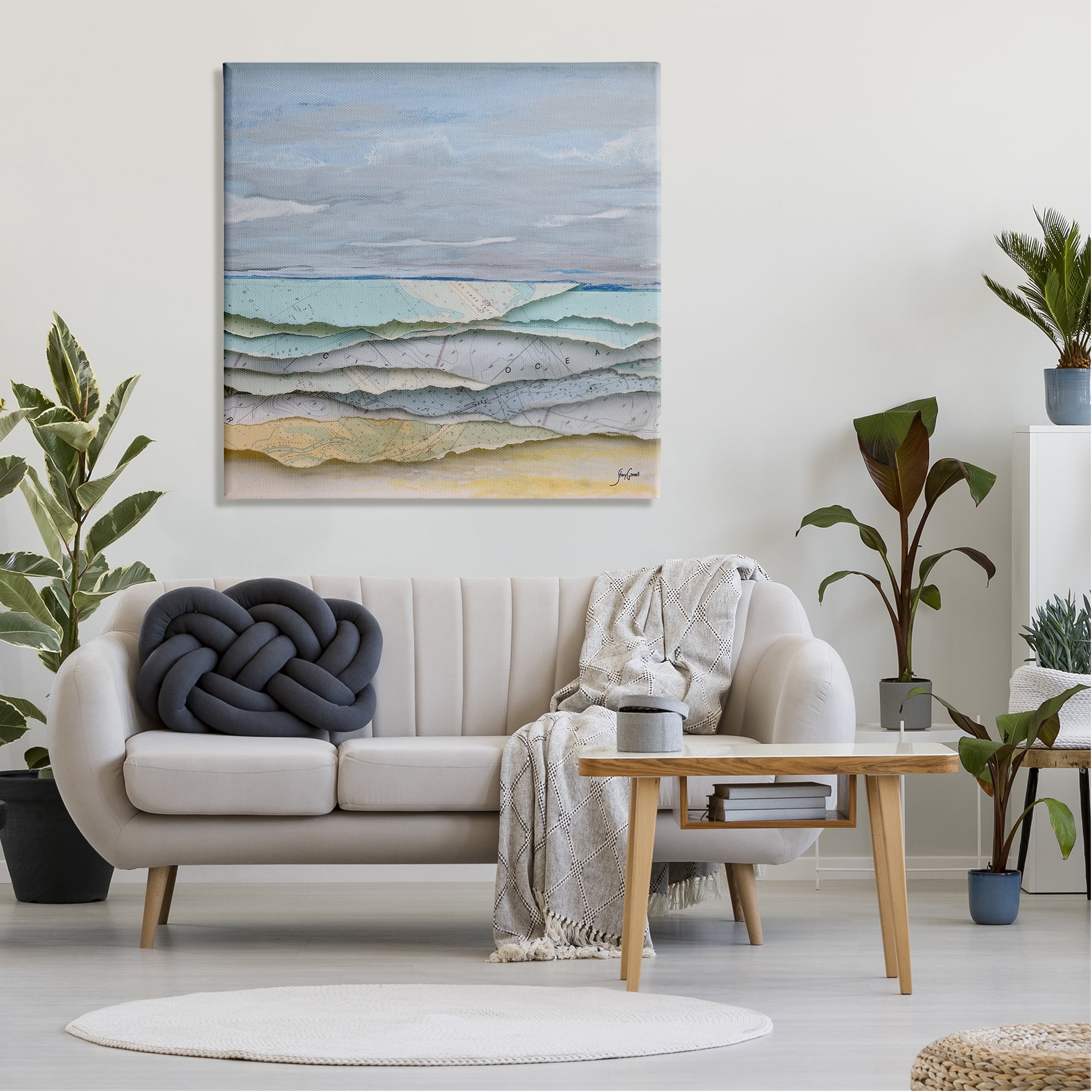 Stupell Industries Layered Map Clippings Beach Shoreline Abstract Collage Painting Gallery Wrapped Canvas Print Wall Art, Design by Stacy Gresell