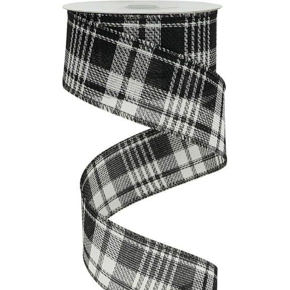 Black and White Wired Ribbon 2.5 Inch Christmas Plaid Ribbon 25 Yards Buffalo Plaid Ribbon Bulk Black and White Gingham Ribbon Checkered Ribbon Black and White Ribbon for Christmas Tree