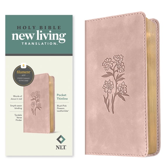 NLT Pocket Thinline Bible, Filament Enabled (Leatherlike, Blush Pink Flowers, Red Letter), (Hardcover)