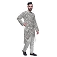thumbnail image 2 of Atasi Button Down Asymmetrical Kurta For Men Printed Mandarin Long Sleeve Shirt, 2 of 5