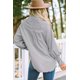 thumbnail image 2 of ABPHQTO Camisa Boyfriend a rayas con puños fruncidos y bolsillo para mujer, 2 of 5