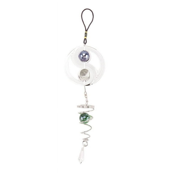 Outdoor Garden Craft Wind Chimes Yinyang with Crystal Ball Pendant Tai Metal Indoor Home Decor Hanging Spinner Spiral