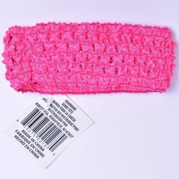 Yama Ribbon, Female Girls Child Accessories Knit Croch Headband in Hot Pink, 1 Count