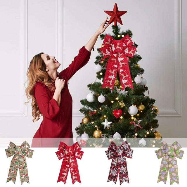 Viflosae Christmas Bow Small Christmas Tree Decorations Christmas Decoration Bow Christmas Tree Wreath and Outdoor Or Home Decoration Door Decoration Party Atmospheres Decoration Props