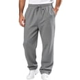 thumbnail image 3 of Men's Baggy Cargo Sweatpants Straight Wide Leg Open Bottom Drawstring Elastic Waist Cargo pants Workout Athletic Joggers Sweat Pants with pockets Dark Gray 3XL, 3 of 8