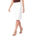 thumbnail image 4 of INSPIRE CHIC Women's Denim Skirts High Waist Back Slit Knee Length Jean Skirts White M, 4 of 6