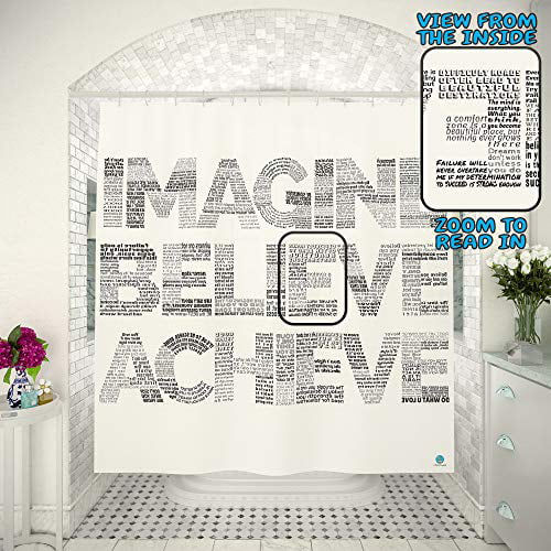 Shower Curtain Black And White Motivational 2-in-1 145 Quotes Inspirational