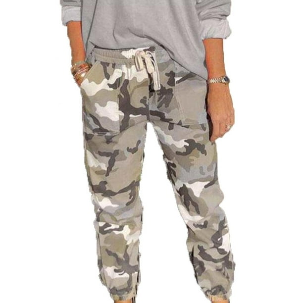 Wodstyle - Women Casual Camouflage Elastic Waist Jogger Pants Trousers Slacks Sweatpants