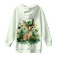 thumbnail image 5 of Xoenoiee Deer Shamrock Print Long Hoodie for Girls Long Sleeve Shirts Teen Girls St. Patrick's Day Round-Neck Hoodie Dress Sport Wear Streetwear with Kangaroo Pocket, 13-14 Years, 5 of 7
