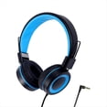 thumbnail image 1 of Auriculares para Niños Auriculares con Cable Colorido Computadora Portátil Tableta Teléfono para Aprender en Línea Auriculares de Clase, Negro+Azul, 1 of 7