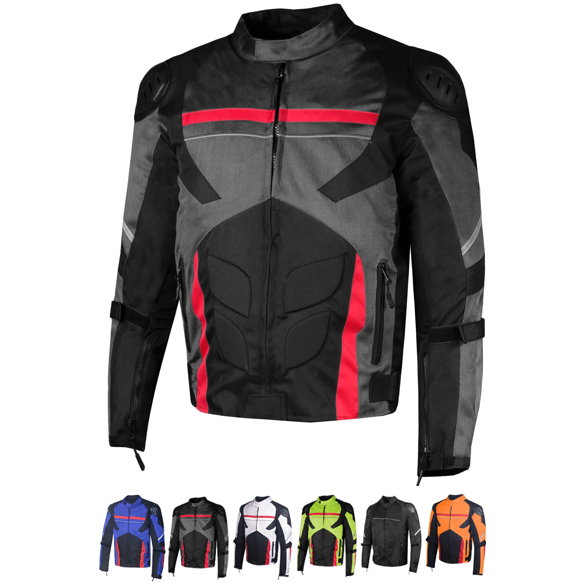 AirTrek Men Mesh Motorcycle Touring Waterproof Rain Armor Biker Jacket Grey S