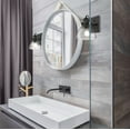 thumbnail image 2 of Yep by Golden Lighting Hines 1-light Vanity in Matte Black and Seeded Glass, 2 of 5