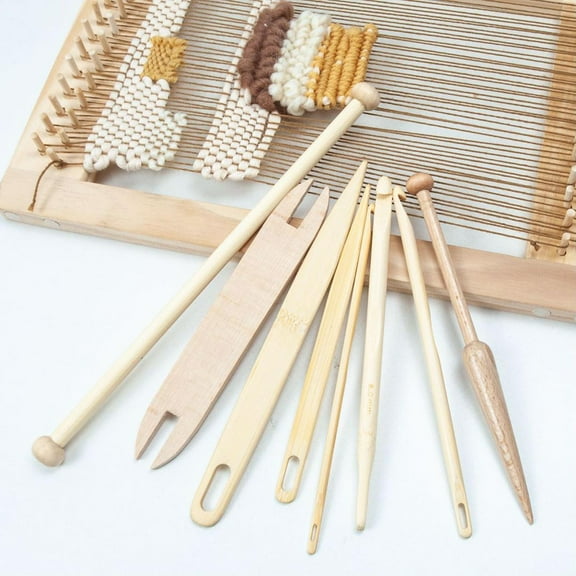 9pcs Wood Loom Set, DIY Handcrafts Tool Crochet , Weaving Bobbins s for knitting crafts DIY Sweater Scarf Tapestry Making