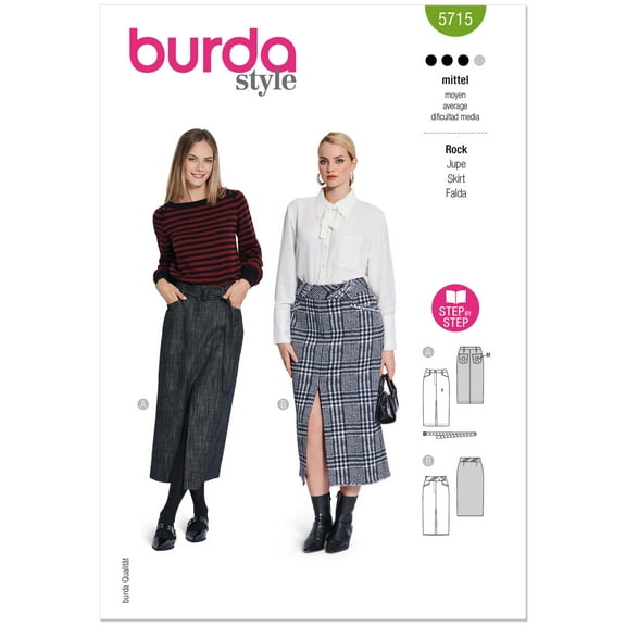 Burda Style Sewing Pattern 5715 - Misses' Skirts, Size: A (10-22)