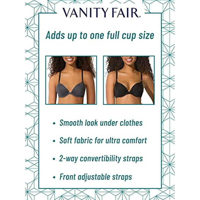 Vanity Fair Women's Ego Boost Push Up Bra (+1 Cup Size), Clear Waters, 34C