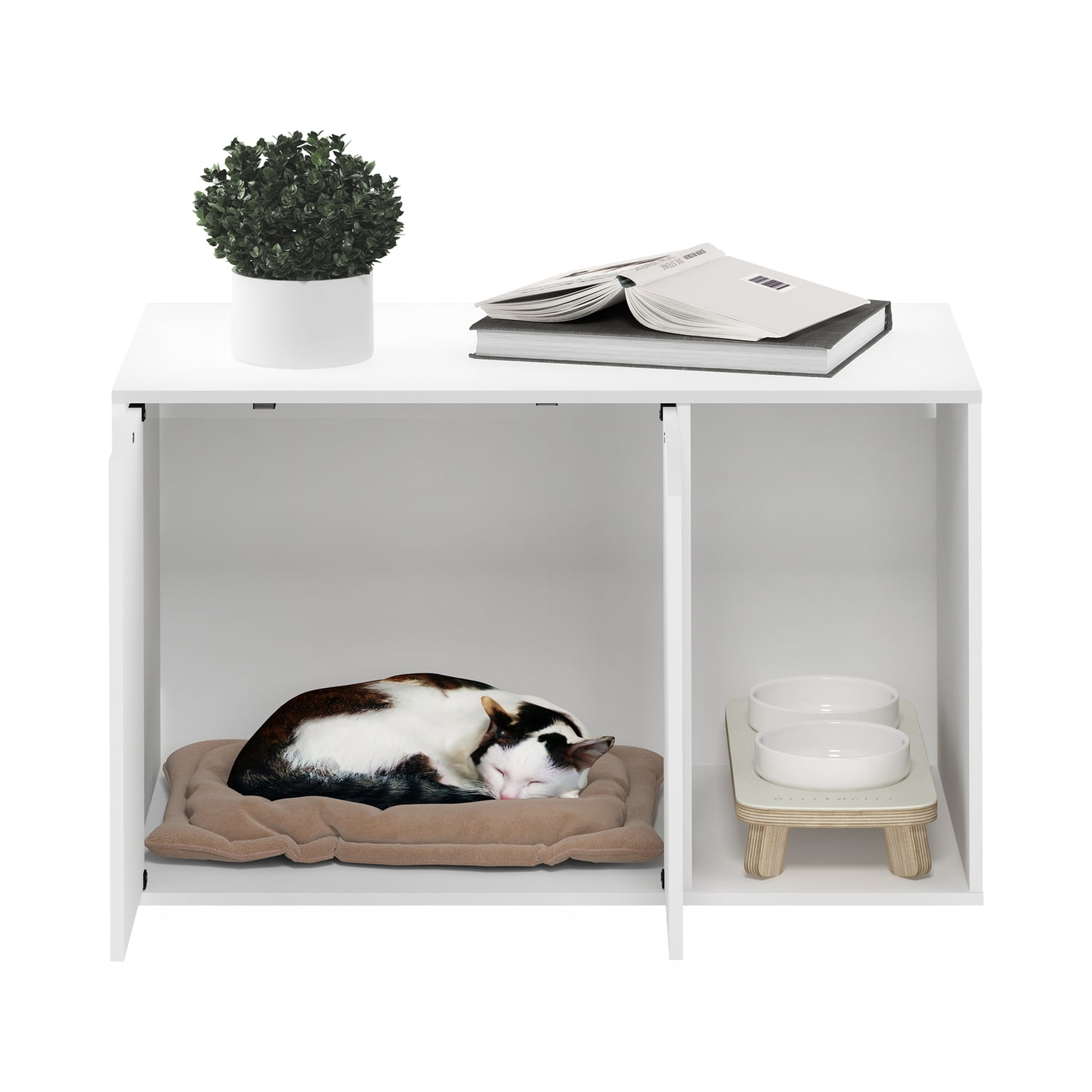 Furinno Peli Large Particle Board Enclosed Cat Litter Box Shelf Panels, Hardware Pack and Assembly Instructions, Solid White (1 Pack)