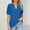 Blue, variant on Olyvenn Womens Summer Business Casual Blouses Eyelet V Neck Puff Short Sleeve Shirts Hollow Out Cute Lace Tops Blue L