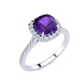 thumbnail image 2 of SuperJeweler 2 Carat Cushion Cut Amethyst and Halo Diamond Ring In Sterling Silver For Women, 2 of 5