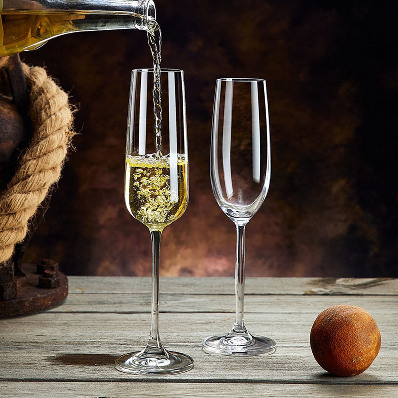 Crystal Champagne Flutes Glasses Set of 6Oz, Elegant Champagne Glasses, Modern Champagne Flutes
