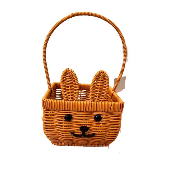 Dvkptbk Easter Basket with Handles, Imitation Rattan Bunny Easter Baskets with Cute Rabbit Ears, Easter Egg Hunt Bucket for Picnic Wedding Easter Decorations Gifts