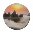 thumbnail image 1 of Mountain Mouse Pad for Computers, Chinese Mountains with Mist Clouds Horizon Sunset Dreamlike Surreal Picture, Round Non-Slip Thick Rubber Modern Gaming Mousepad, 8" Round, Orange Brown, by Ambesonne, 1 of 2
