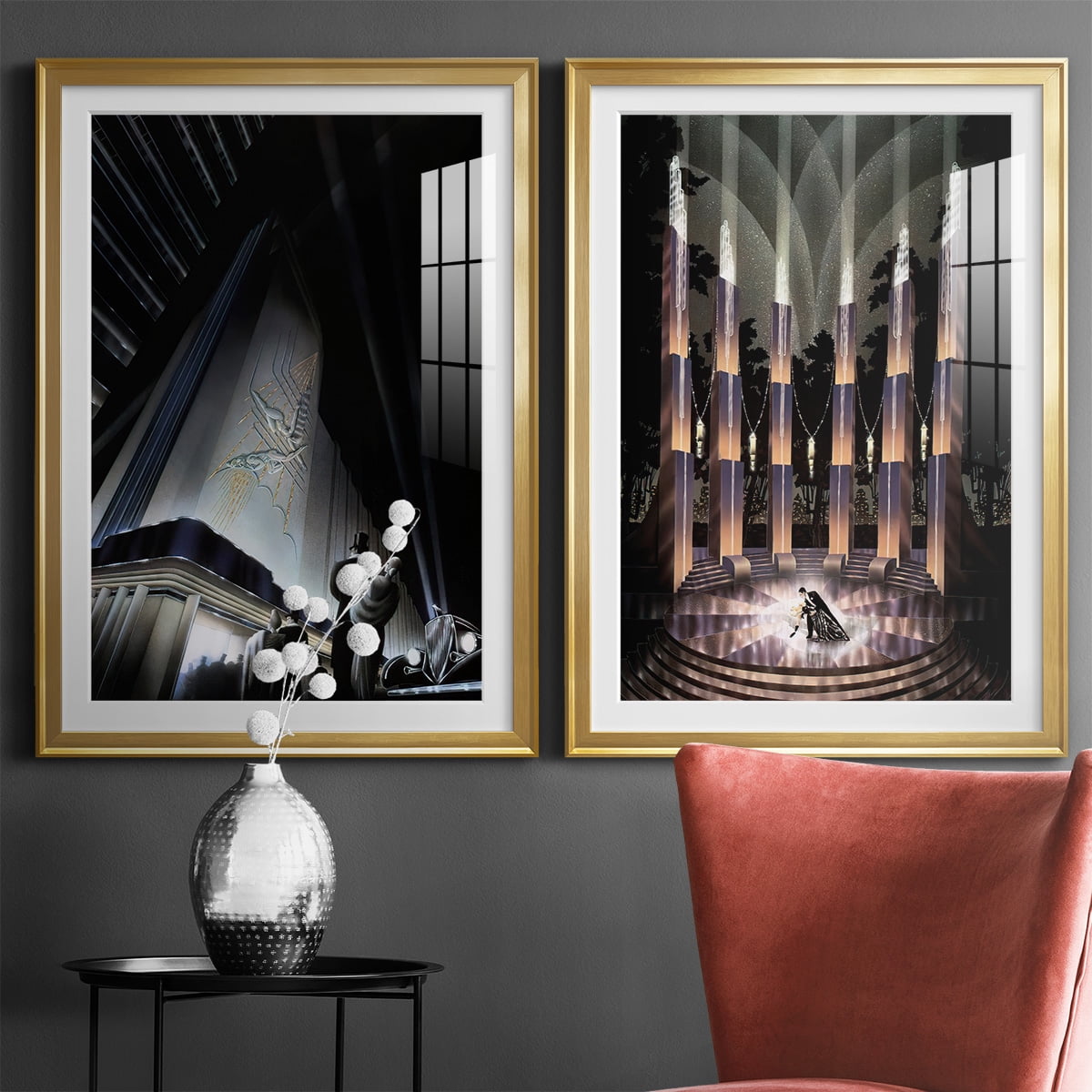 Wexford Home Nocturne Premium Framed Print, 18.5" x 24.5" - Ready to Hang, Gold (Set of 2)