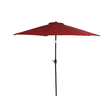 9' Outdoor Patio Market Umbrella with Hand Crank and Tilt - Red and Black