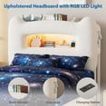 thumbnail image 4 of QinaQin Base de cama infantil matrimonial con luces LED, cabecera con almacenamiento y cajón, estación de carga USB y Type-C, diseño bajo, silencioso y resistente para niñas y niños, 4 of 8